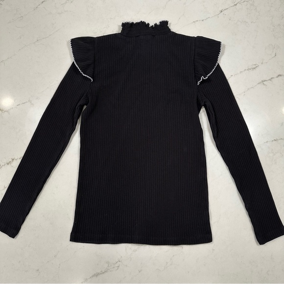 Loft Pointelle Ribbed Ruffle Top - Picture 8 of 8